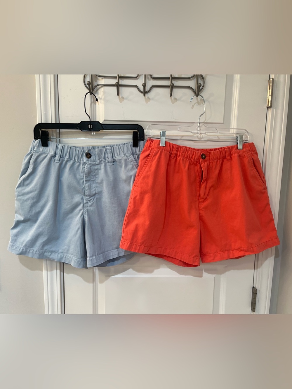 Lot Of 2 Bearbottom Chino Shorts Elastic Waist Men’s Size Large 5.5” Blue Pink